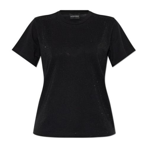 T-shirt met glinsterende kristallen Emporio Armani , Black , Dames