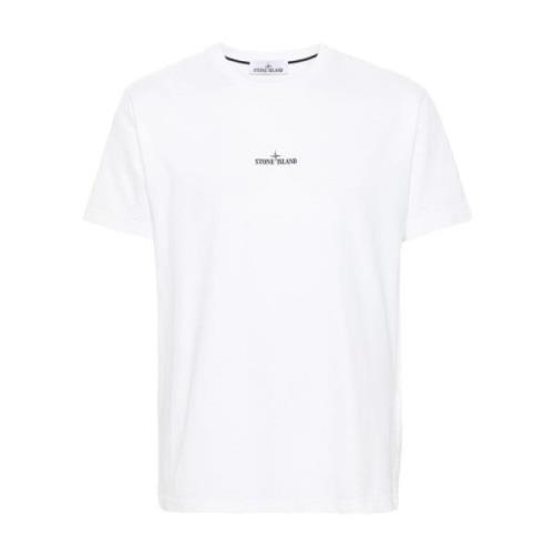 Logo Print Jersey T-shirt Wit Stone Island , White , Heren