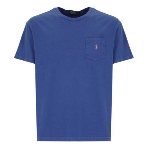 Blauw Katoen Linnen Crew Neck T-shirt Ralph Lauren , Blue , Heren