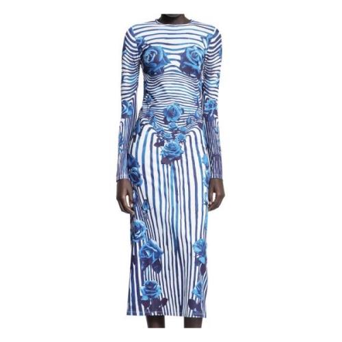 Bloemenlichaamsmorfende lange mouw jurk Jean Paul Gaultier , Multicolo...