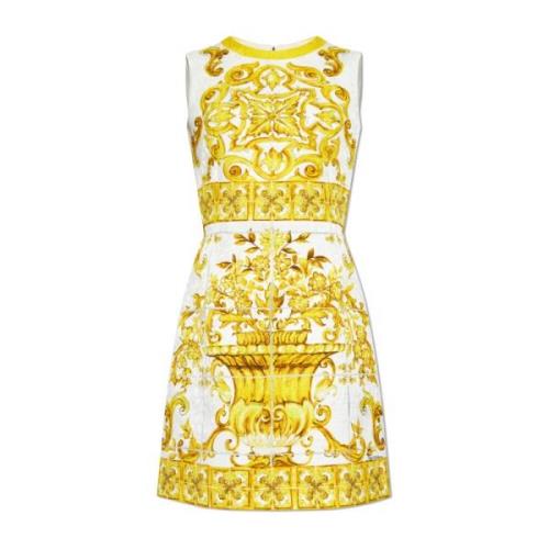 Jurk met 'Majolica' print Dolce & Gabbana , Yellow , Dames