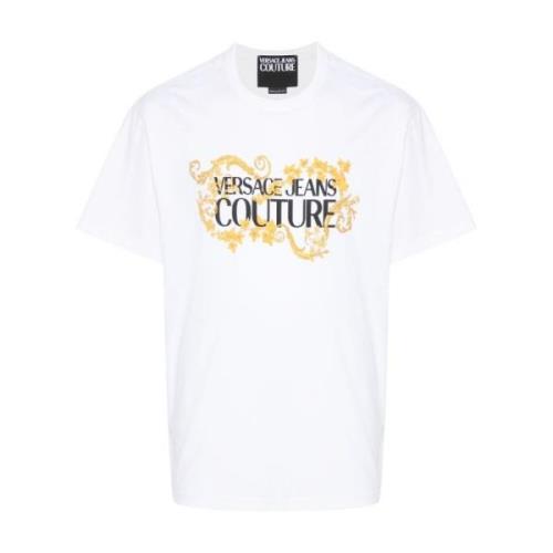 Logo Print Crew Neck T-shirt Versace Jeans Couture , White , Heren