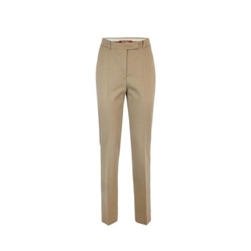 Bruine Slim Fit Broek Franse Zakken Max Mara Studio , Brown , Dames