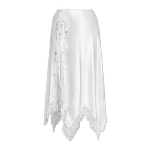 Satijnen rok met kanten afwerking Chloé , White , Dames