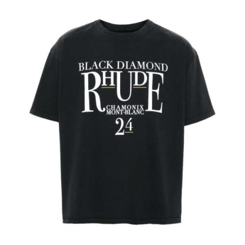 Zwart Logo Print Crew Neck T-shirt Rhude , Black , Heren