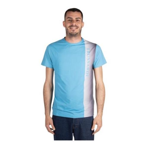 Mannen Verticaal Logo T-shirt Trussardi , Blue , Heren