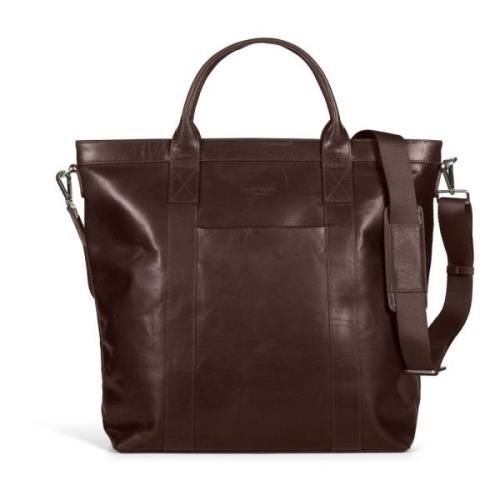 Donkerbruine Leren Tote Tas Howard London , Brown , Heren