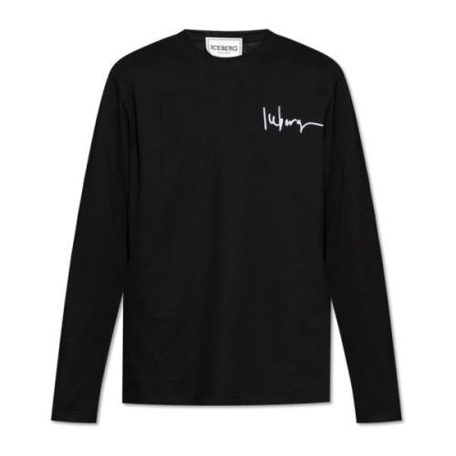 T-shirt met logo Iceberg , Black , Heren