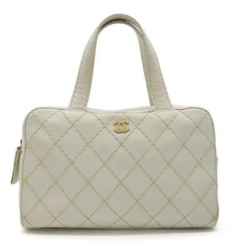 Pre-owned Leather handbags Chanel Vintage , White , Dames