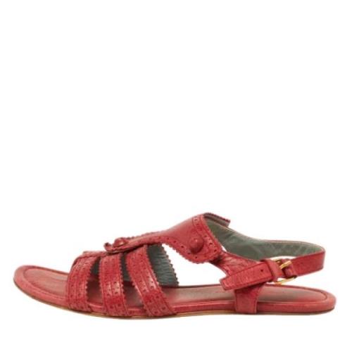 Pre-owned Leather flats Balenciaga Vintage , Red , Dames