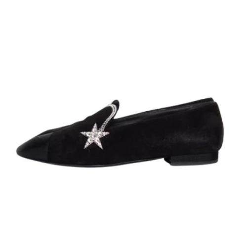 Pre-owned Suede flats Chanel Vintage , Black , Dames