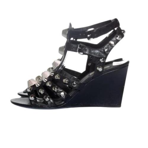 Pre-owned Leather sandals Balenciaga Vintage , Black , Dames