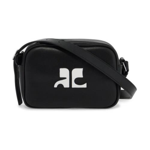 Leren cameratas met Monogram Inlay Courrèges , Black , Dames