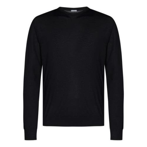 Zwarte Cashmere Zijde Crewneck Sweater Malo , Black , Heren