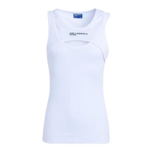 Gelaagde Geribbelde Tanktop Karl Lagerfeld , White , Dames