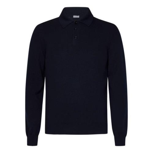 Blauwe Cashmere Gebreide Poloshirt Malo , Blue , Heren