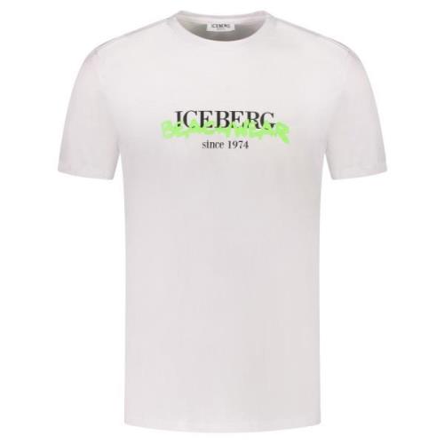 Neon White Cotton Stretch T-Shirt Iceberg , White , Heren