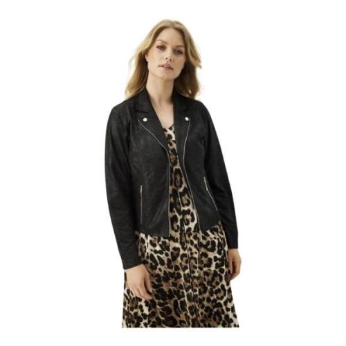 Zwarte Blazer Jas met Ritszakken IN Front , Black , Dames