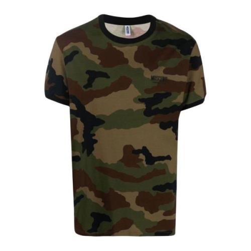 Heren Camouflage T-shirt Moschino , Green , Heren