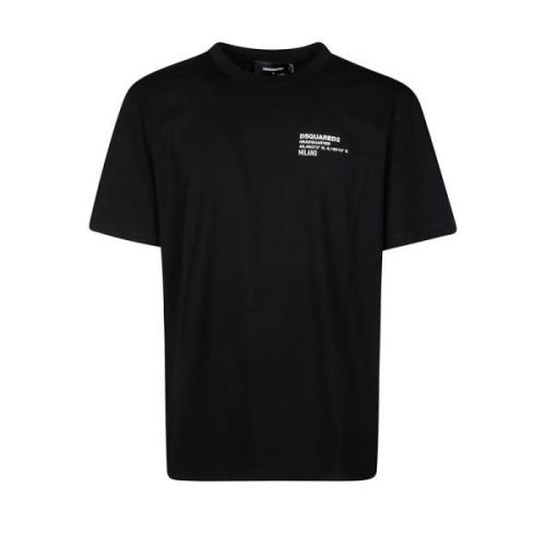 Casual Katoenen T-shirt Dsquared2 , Black , Heren