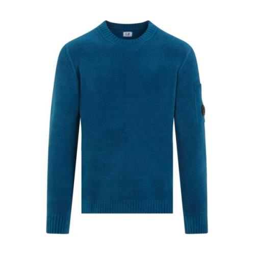 Blauwe Chenille Katoenen Pullover Sweater C.p. Company , Blue , Heren