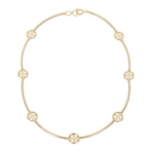 Gouden Kristal Pave Ketting Tory Burch , Yellow , Dames
