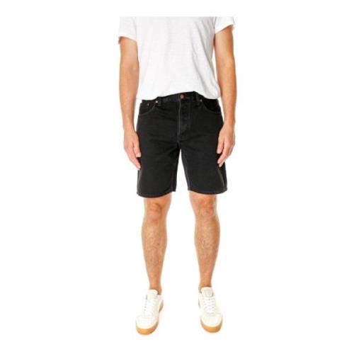Hoge Taille Denim Shorts Nudie Jeans , Black , Heren