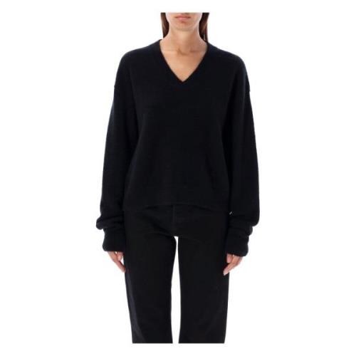 Zwarte V-hals Gebreide Kleding Aw24 Rick Owens , Black , Dames