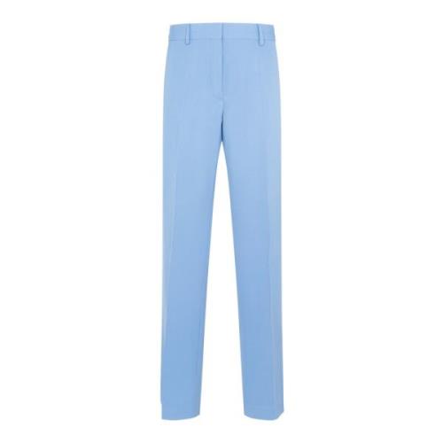 Blauwe Wollen Broek Regular Fit Dries Van Noten , Blue , Dames