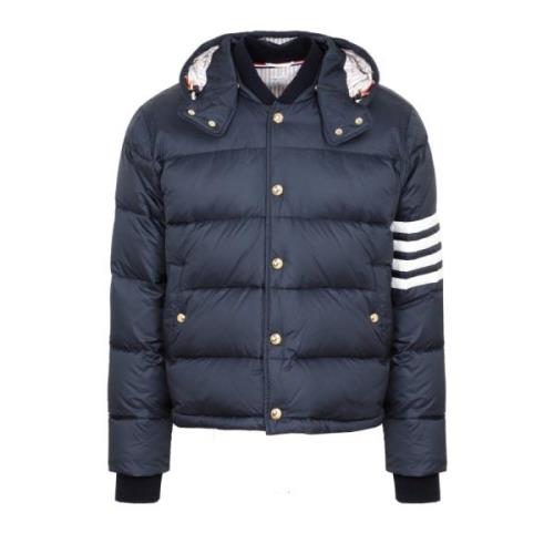 Blauwe Bomberjack met Afneembare Capuchon Thom Browne , Blue , Heren