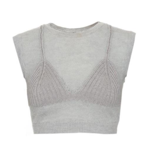 Cropped Mohair-Alpaca Top Diesel , Gray , Dames