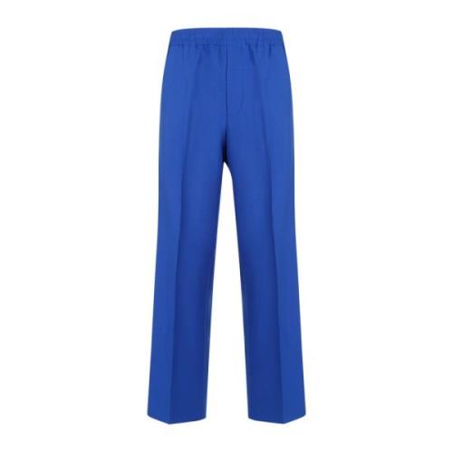 Elektrisch Blauwe Katoenen Straight Leg Broek Gucci , Blue , Heren