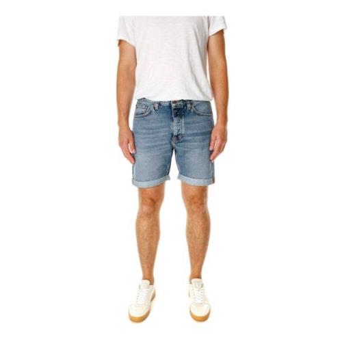 Denim Shorts Regular Fit Five-Pocket Style Nudie Jeans , Blue , Heren