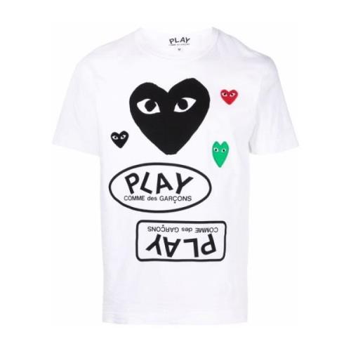 Hart Logo Print Wit T-shirt Comme des Garçons Play , White , Heren