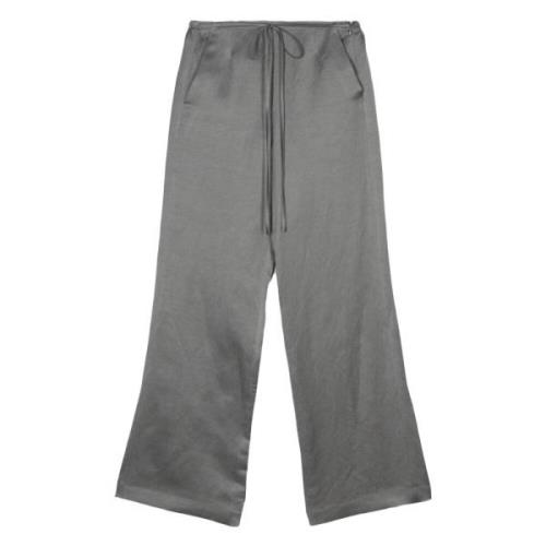 Wijde Pijp Linnen Broek met Split Alysi , Gray , Dames