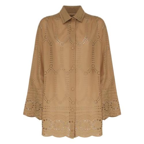 Bruine Blouse Klassieke Kraag Knoopsluiting Mariuccia Milano , Brown ,...