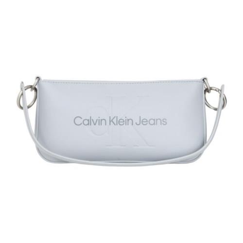 Gesculpteerde Schoudertas Mono Grijs Calvin Klein , Gray , Dames