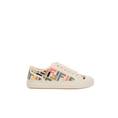 Multikleur Jacquard Lage Sneakers Fendi , Multicolor , Dames