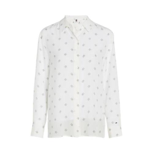 Dames Amd Silk Fluid Shirt Tommy Hilfiger , White , Dames