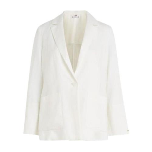 Linnen Casual Blazer Vrouwen Tommy Hilfiger , White , Dames