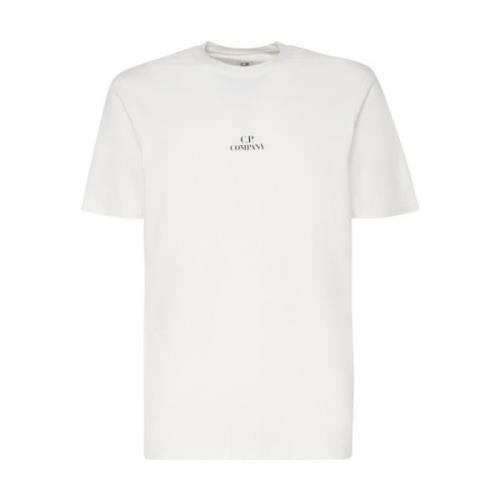 Witte Katoenen T-shirt met Centraal Logo C.p. Company , White , Heren