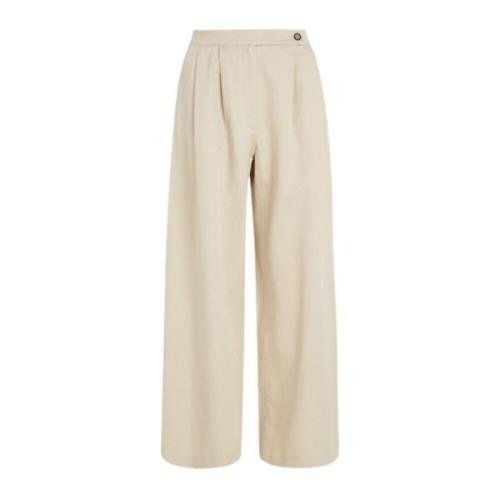 Wijde Pijp Blend Broek Tommy Hilfiger , Beige , Dames