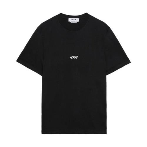 Logo Print Crew Neck T-shirt Msgm , Black , Heren