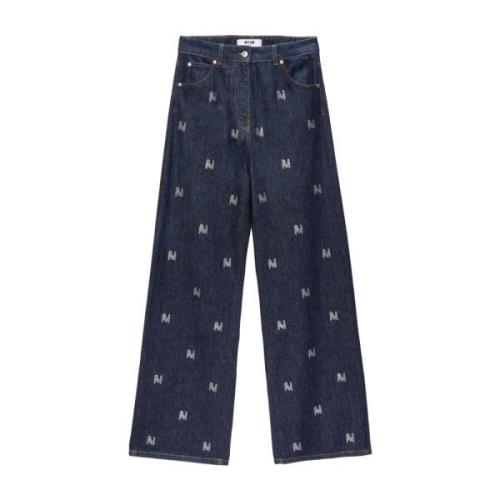 Blauwe Denim Jeans Msgm , Blue , Dames