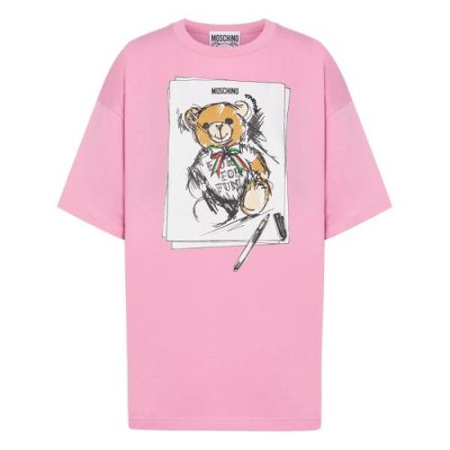 Teddy Bear Crew Neck T-shirts Pink Moschino , Pink , Dames