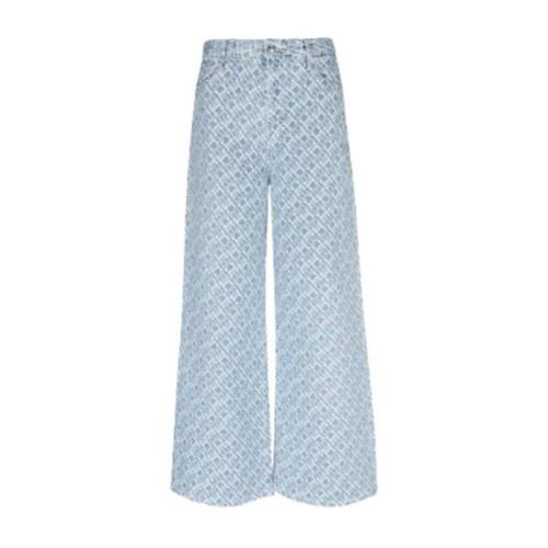 Jacquard Wide Leg Jeans Tommy Hilfiger , Blue , Dames