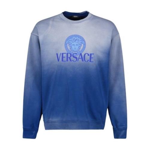 Vintage Medusa Sweatshirt Blauw Tie-Dye Versace , Blue , Heren