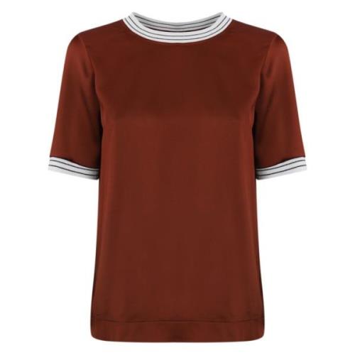 Bruine Technische T-shirt met Satijnen Afwerking Herno , Brown , Dames