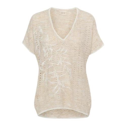 Gebreide Blouse Ancient Scroll Cream , Beige , Dames