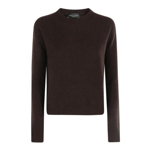 Stijlvolle Crew Neck Sweater Roberto Collina , Brown , Dames